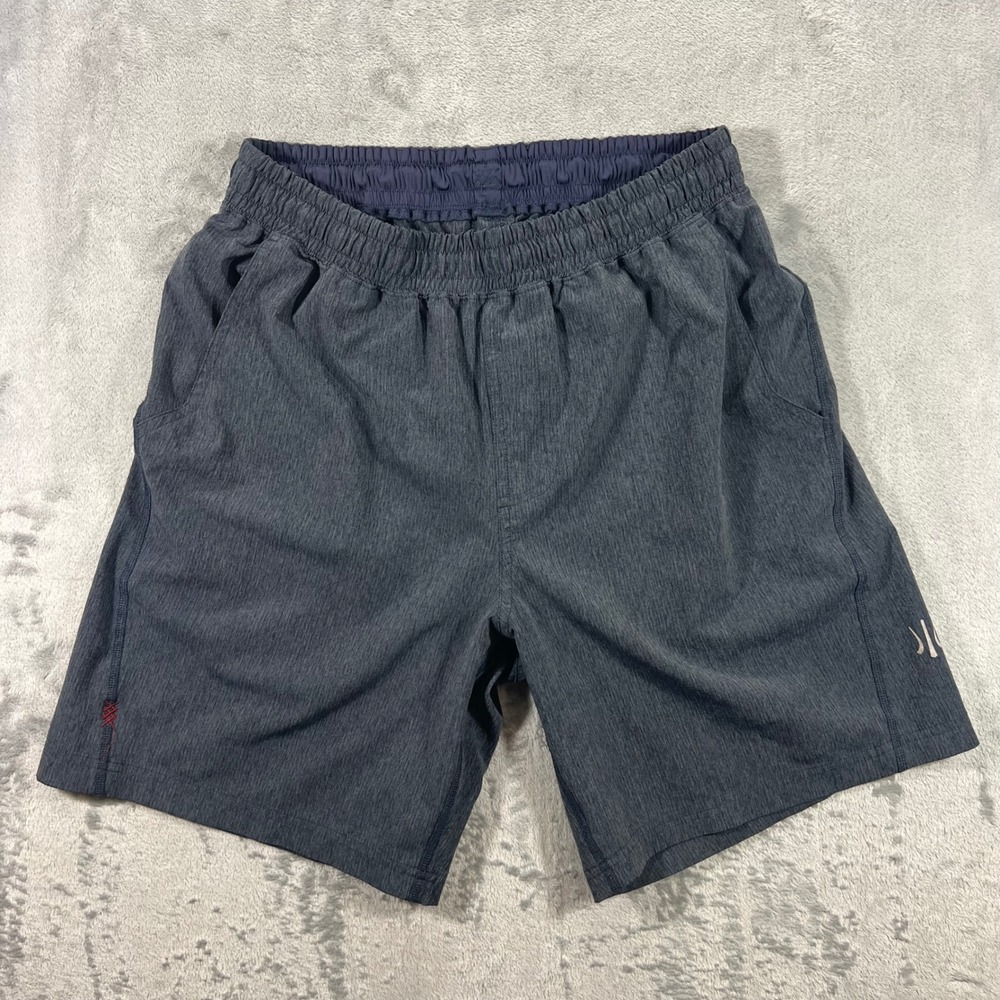 RHONE Mako Athletic‎ Shorts Mens Medium Navy Blue Heathered 8 Inch Inseam Summer